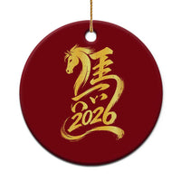 Chinese New Year 2026 Ceramic Ornament Year of The Horse Gold Calligraphy Art