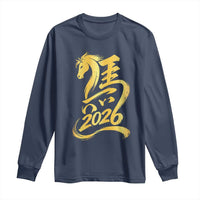 Chinese New Year 2026 Long Sleeve Shirt Year of The Horse Gold Calligraphy Art