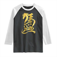 Chinese New Year 2026 Raglan Shirt Year of The Horse Gold Calligraphy Art