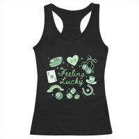 Feeling Lucky St Patricks Day Coquette Shamrock Racerback Tank Top