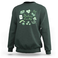 Feeling Lucky St Patricks Day Coquette Shamrock Sweatshirt