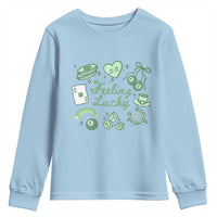 Feeling Lucky St Patricks Day Coquette Shamrock Youth Sweatshirt