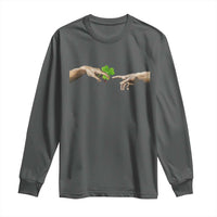 Funny St Patricks Day Shamrock The Creation of Adam Meme Long Sleeve Shirt
