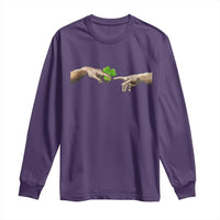 Funny St Patricks Day Shamrock The Creation of Adam Meme Long Sleeve Shirt