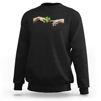Funny St Patricks Day Shamrock The Creation of Adam Meme Sweatshirt