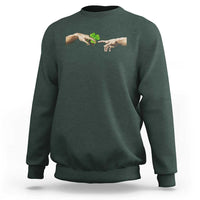 Funny St Patricks Day Shamrock The Creation of Adam Meme Sweatshirt