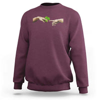 Funny St Patricks Day Shamrock The Creation of Adam Meme Sweatshirt
