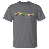 Funny St Patricks Day Shamrock The Creation of Adam Meme T Shirt