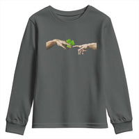 Funny St Patricks Day Shamrock The Creation of Adam Meme Youth Sweatshirt