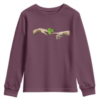 Funny St Patricks Day Shamrock The Creation of Adam Meme Youth Sweatshirt