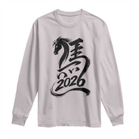 Chinese New Year 2026 Long Sleeve Shirt Year of The Horse Calligraphy Ink Art