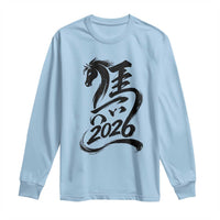 Chinese New Year 2026 Long Sleeve Shirt Year of The Horse Calligraphy Ink Art