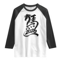 Chinese New Year 2026 Raglan Shirt Year of The Horse Calligraphy Ink Art