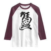 Chinese New Year 2026 Raglan Shirt Year of The Horse Calligraphy Ink Art