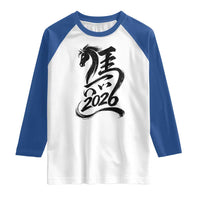 Chinese New Year 2026 Raglan Shirt Year of The Horse Calligraphy Ink Art