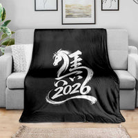 Chinese New Year 2026 Throw Blanket Year of The Horse Chinese Calligraphy Art