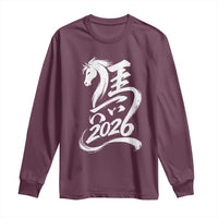 Chinese New Year 2026 Long Sleeve Shirt Year of The Horse Chinese Calligraphy Art