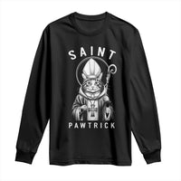 Funny St Patrick's Day Cat Long Sleeve Shirt Saint Pawtrick