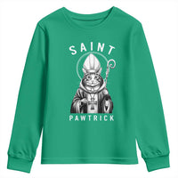 Funny St Patrick's Day Cat Youth Sweatshirt Saint Pawtrick
