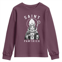 Funny St Patrick's Day Cat Youth Sweatshirt Saint Pawtrick
