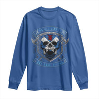 Funny Scottish Viking Long Sleeve Shirt Scottish To The Bone Vintage Scottish Lion Rampant Flag Skull
