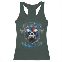 Funny Scottish Viking Racerback Tank Top Scottish To The Bone Vintage Scottish Lion Rampant Flag Skull