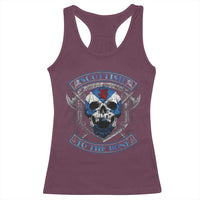 Funny Scottish Viking Racerback Tank Top Scottish To The Bone Vintage Scottish Lion Rampant Flag Skull