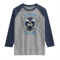 Funny Scottish Viking Raglan Shirt Scottish To The Bone Vintage Scottish Lion Rampant Flag Skull