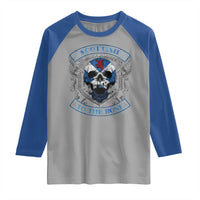 Funny Scottish Viking Raglan Shirt Scottish To The Bone Vintage Scottish Lion Rampant Flag Skull