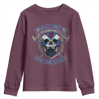 Funny Scottish Viking Youth Sweatshirt Scottish To The Bone Vintage Scottish Lion Rampant Flag Skull