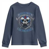 Funny Scottish Viking Youth Sweatshirt Scottish To The Bone Vintage Scottish Lion Rampant Flag Skull