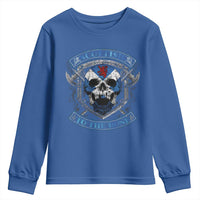 Funny Scottish Viking Youth Sweatshirt Scottish To The Bone Vintage Scottish Lion Rampant Flag Skull