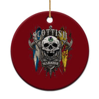 Scottish Warrior Ceramic Ornament Vintage Skull Celtic Cross Scottish Lion Rampant Flag - Wonder Print Shop