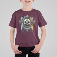 Scottish Warrior T Shirt For Kid Vintage Skull Celtic Cross Scottish Lion Rampant Flag