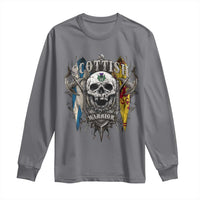 Scottish Warrior Long Sleeve Shirt Vintage Skull Celtic Cross Scottish Lion Rampant Flag