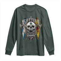 Scottish Warrior Long Sleeve Shirt Vintage Skull Celtic Cross Scottish Lion Rampant Flag