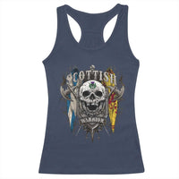 Scottish Warrior Racerback Tank Top Vintage Skull Celtic Cross Scottish Lion Rampant Flag
