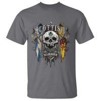 Scottish Warrior T Shirt Vintage Skull Celtic Cross Scottish Lion Rampant Flag