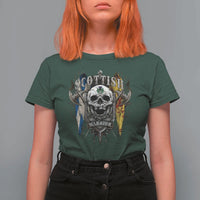 Scottish Warrior T Shirt For Women Vintage Skull Celtic Cross Scottish Lion Rampant Flag