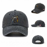 Scottish Warrior Washed Cotton Baseball Cap Vintage Skull Celtic Cross Scottish Lion Rampant Flag