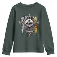 Scottish Warrior Youth Sweatshirt Vintage Skull Celtic Cross Scottish Lion Rampant Flag
