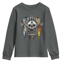 Scottish Warrior Youth Sweatshirt Vintage Skull Celtic Cross Scottish Lion Rampant Flag