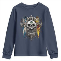 Scottish Warrior Youth Sweatshirt Vintage Skull Celtic Cross Scottish Lion Rampant Flag