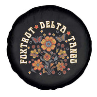 Funny Foxtrot Delta Tango Spare Tire Cover Vintage Floral Retro Groovy