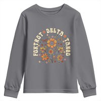 Funny Foxtrot Delta Tango Youth Sweatshirt Vintage Floral Retro Groovy