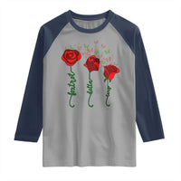 Funny Foxtrot Delta Tango Raglan Shirt Vintage Rose Flowers Butterfly