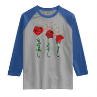 Funny Foxtrot Delta Tango Raglan Shirt Vintage Rose Flowers Butterfly