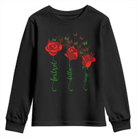 Funny Foxtrot Delta Tango Youth Sweatshirt Vintage Rose Flowers Butterfly