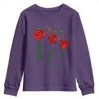 Funny Foxtrot Delta Tango Youth Sweatshirt Vintage Rose Flowers Butterfly