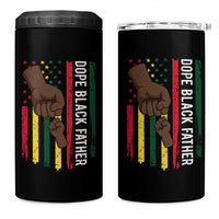 Dope Black Dad 4 in 1 Can Cooler Tumbler Vintage American Flag Fist Bump